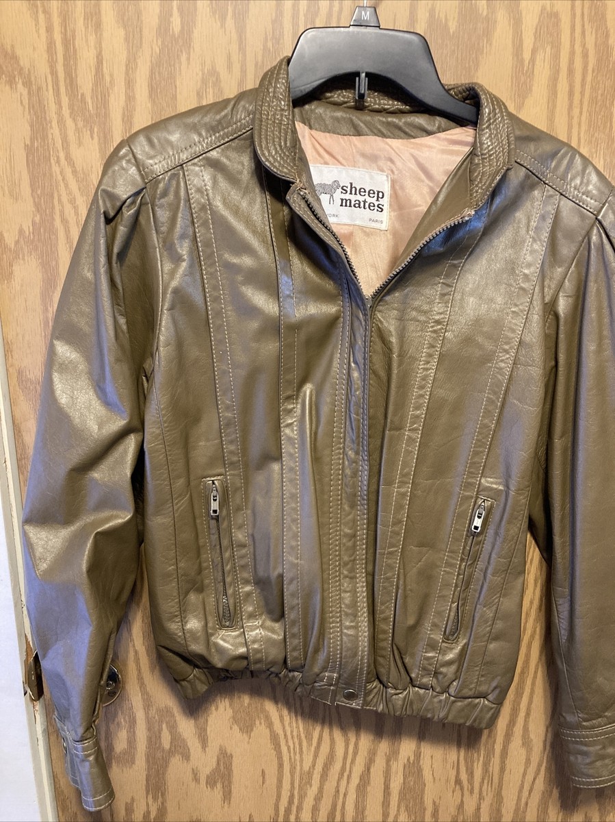Sheep Mates Vintage Leather Jacket Women's Size 12 | eBay