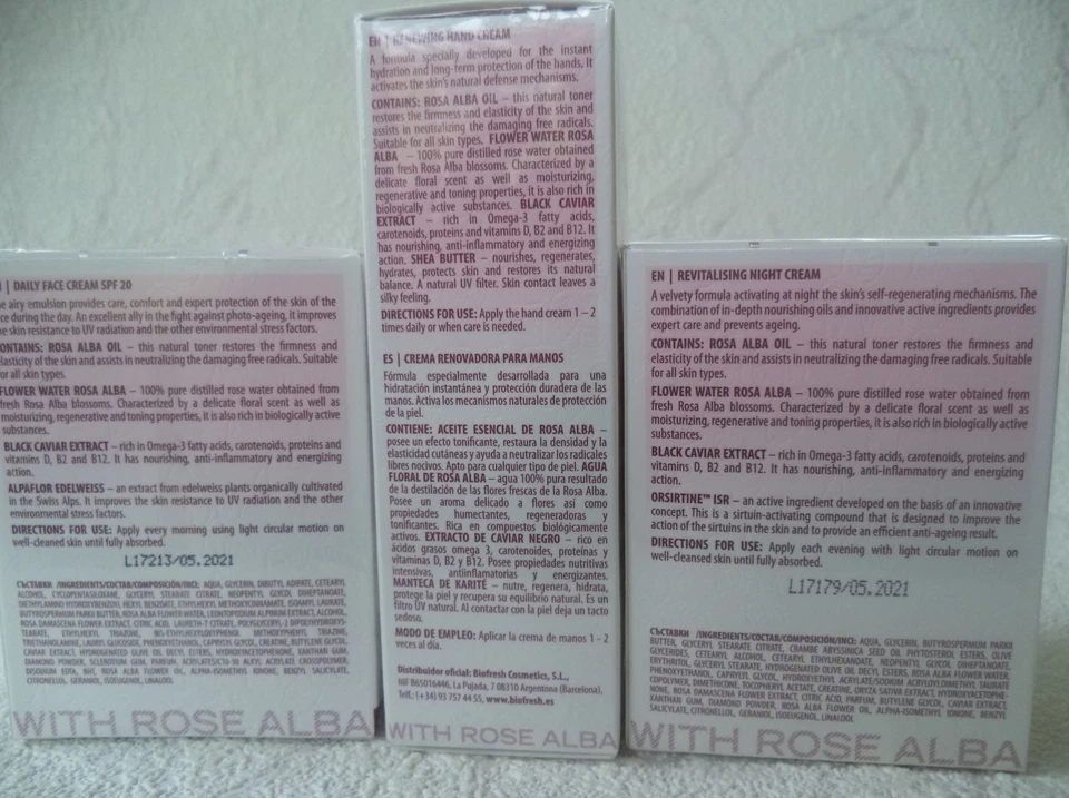 Set: BioFresh, Daily&Night Face and Hand creams with rose oil and diamond powder - Image 3 of 3