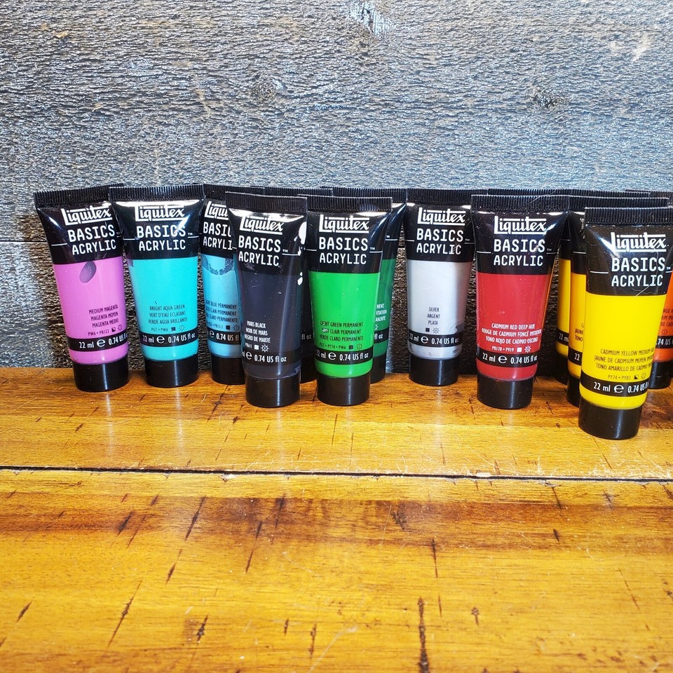 Acrylic Paint Lot (23) 22ml Tubes Liquitex Basics Some Used Some New eBay