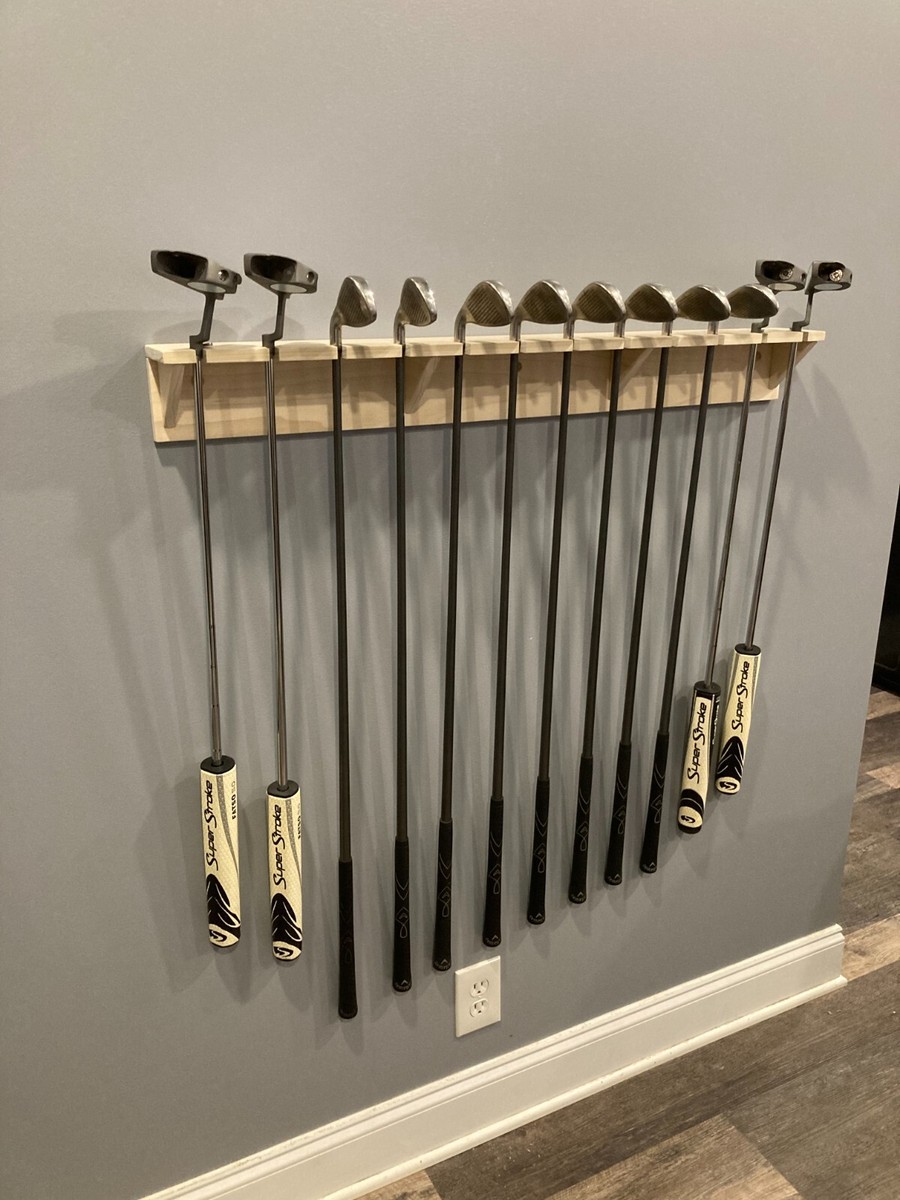 Golf Club Wall Mounted Display Rack Shelf 12 Club Holder or 4 Ball