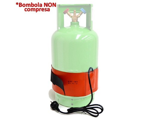 Fascia riscaldante termostatata elettrica per bombola refrigerante