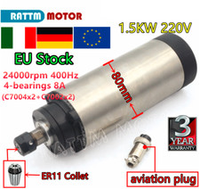 CNC router air cooled spindle motor 1.5KW 80mm 400hz 8A 24000rpm ER16 220V 【ITA】
