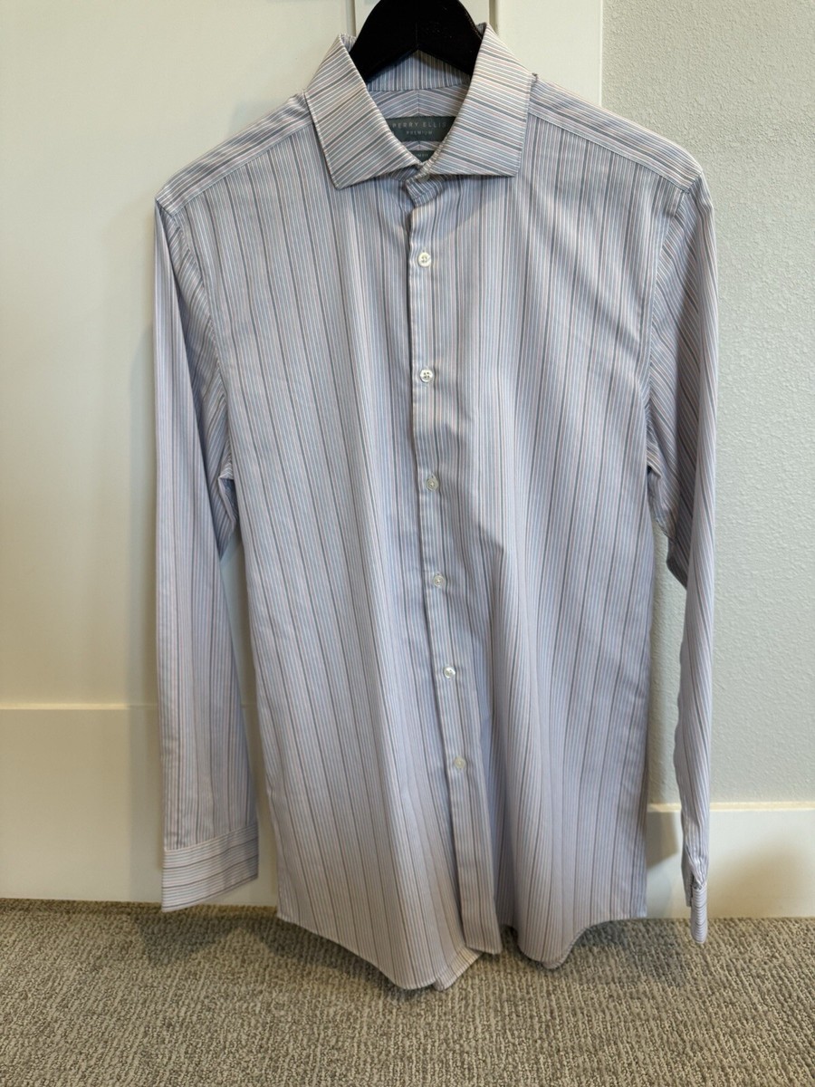 perry ellis premium dress shirt Untucked Slim Fit Total Stretch Shirt