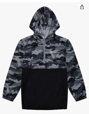 CHAMPION KID'S BOYS WINDBREAKER JACKET HOOD CAMO GREY SIZE S