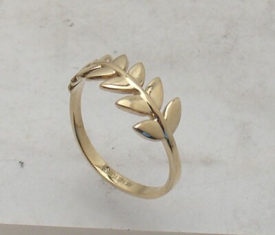 Size 7 Greek Roman Laurel Leaf Band Ring Real Solid 14K Yellow Gold QVC