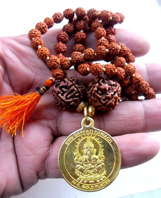 LORD GANESHA RUDRAKSHA KAVACH IN RUDRAKSHA MALA GANESH KAWACH BEST QUALITY