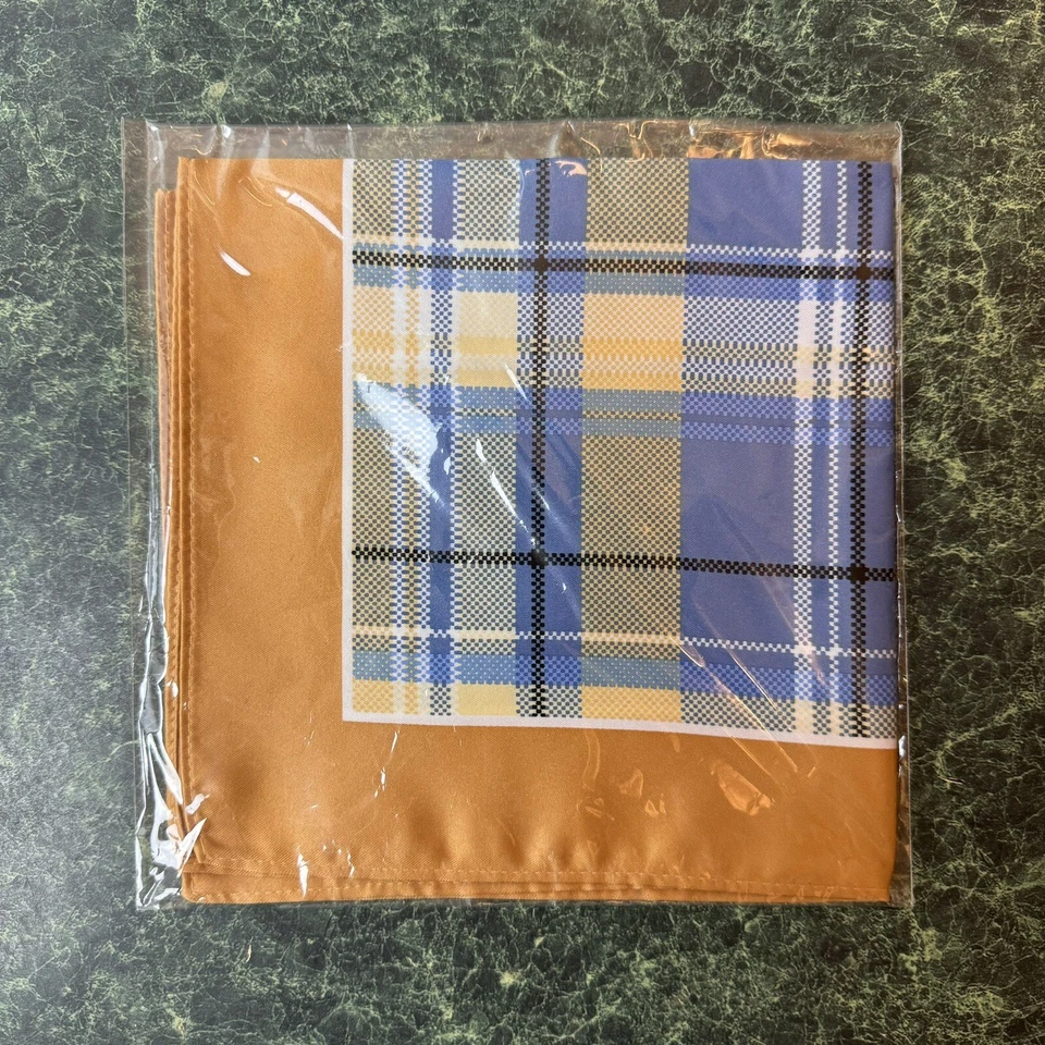 NEW Men’s Pocket Square Handkerchief  13.5x13.5 Blue & Yellow - Image 2 of 4