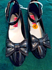 NEW Rachel Shoes Black Ballerina Flats w/ bedazzled bow Girls size 3