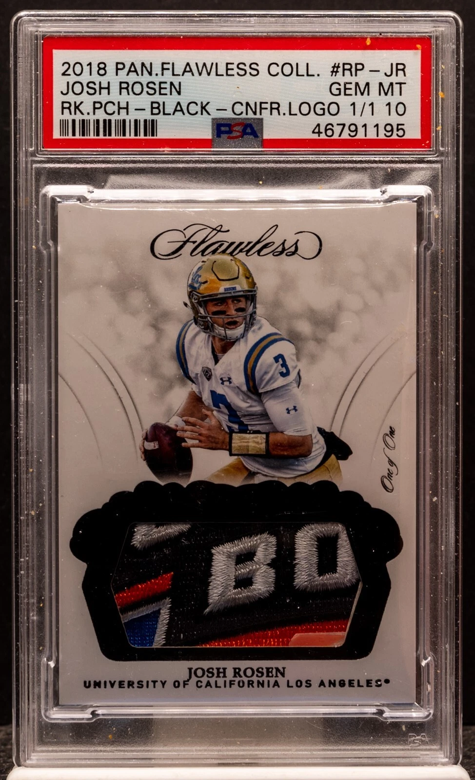 Josh Rosen Panini Flawless Collegiate Rookie Patches #RPJR Black Conference Logo 1/1