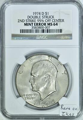 1974-D Eisenhower Dollar; Double Struck Mint Error; NGC MS