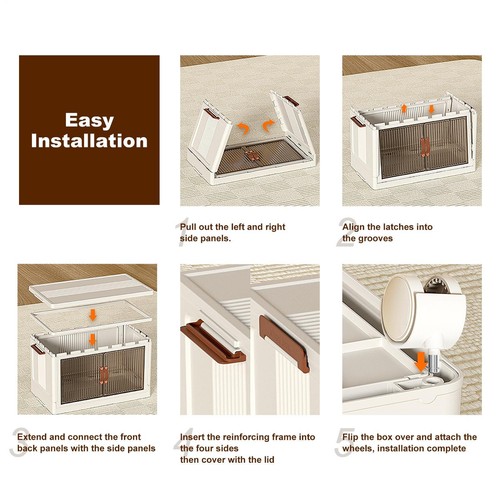 5 Tier Large Capacity Foldable Organizer Box Cabinet with Wheels, Storage Bins- - Picture 6 of 11