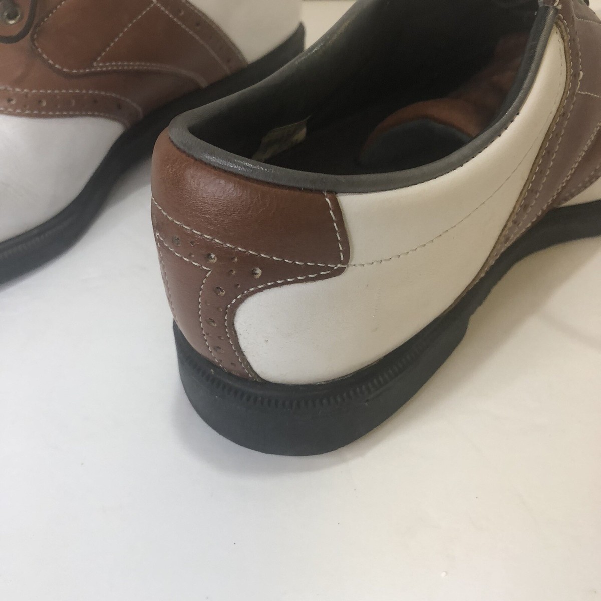 FootJoy DryJoys AquaFlex Leather Golf Shoes Brown White Men’s Size 9M FootJoy Brown White Joys Men main image 3