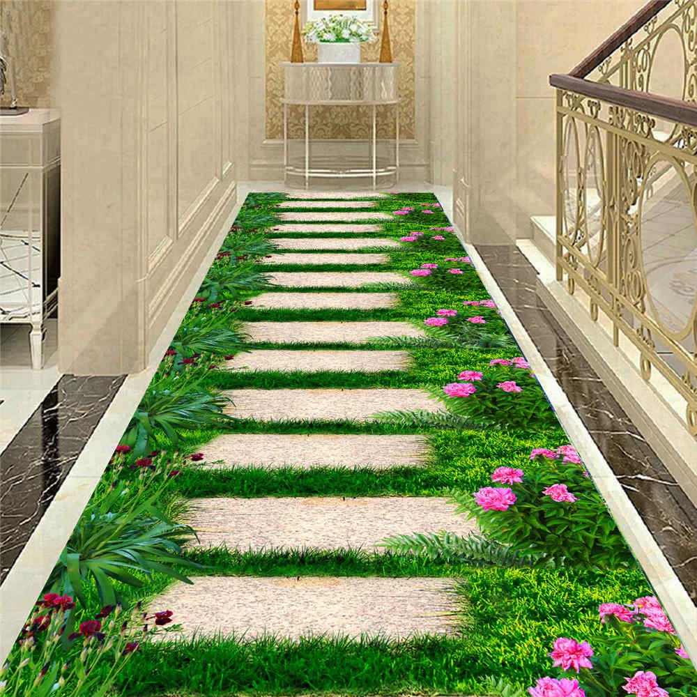 Pastoral Stream Hallway Corridor Rug Runner Fish 3D Carpets Living