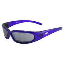 Global Vision Chicago Padded Motorcycle Sunglasses Purple with Flash Mirror Lens