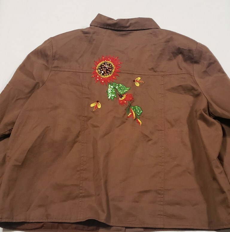 Tapestry Patch Jacket Button down Shoulder Pads w… - image 9