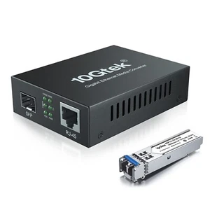 Gigabit monomode LC Convertisseur de média Fibre vers Ethernet avec A SFP LX Module...