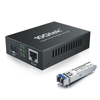 Gigabit Single-Mode LC Fiber to Ethernet Media Converter with A SFP LX Module...