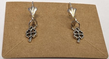 Lucky Shamrock Earrings Tiny 4 Leaf Clover Silvertone St Patricks Patty's Day