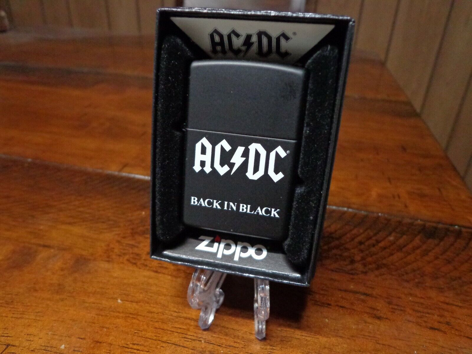 AC/DC BACK IN BLACK ZIPPO LIGHTER MINT IN BOX. Available Now for 29.95