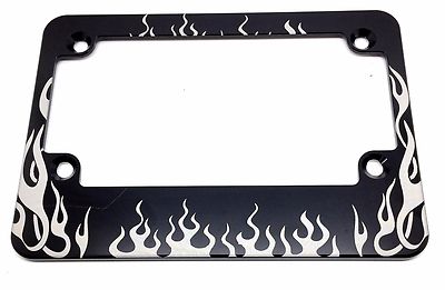 MCBSNP Motorcycle Billet Aluminum License Plate Frame FLAMED