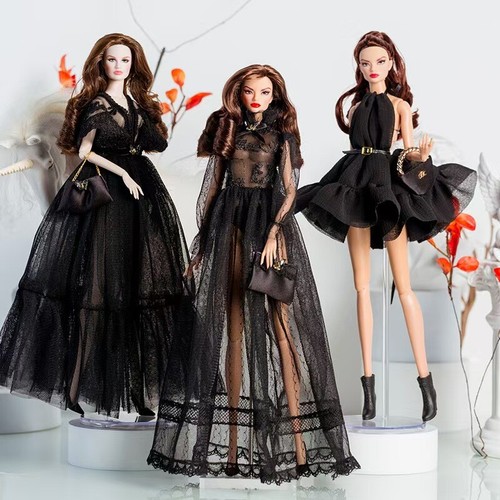 Classic Black Evening Dress 1/6 Doll Clothes Princess Outfit Wedding Gown 11.5in