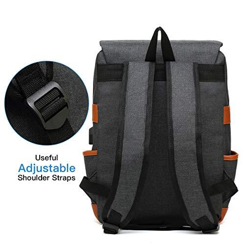 Vintage Laptop Backpack with USB Charging Port, Slim Tear Resistant Business ...
