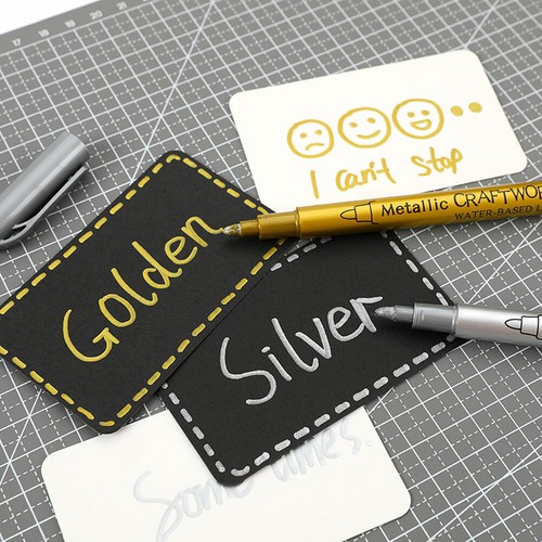 Argento Oro fai da te Metallico Artigianato Penna Impermeabile Studente Schizzo - Imagen 6 de 11