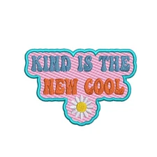 Kind is The New Cool Patch Embroidered DIY Iron-on Custom Applique Hippie Retro