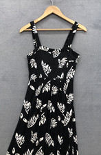 Ann Taylor Loft Sun Maxi Dress Size XS Black White Leaf Pattern Halter