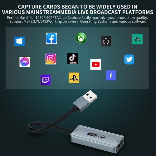 Carte de Capture Vidéo Carte de Capture 4K HDMI vers USB 3.0 1080P HD 60fps ... - Photo 7/7