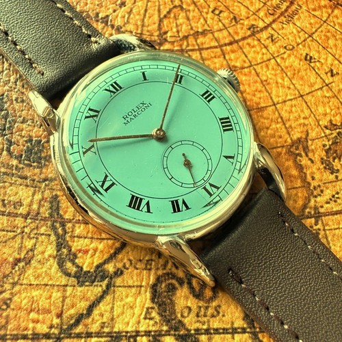 Rolex Marconi Antique Watches Vintage Wristwatch Green Blue 1930s 1940s Good - Picture 2 of 10