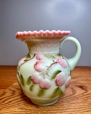 Fenton Art Glass - Lotus Mist   Green Burmese   Apple Tree   Water Pitcher