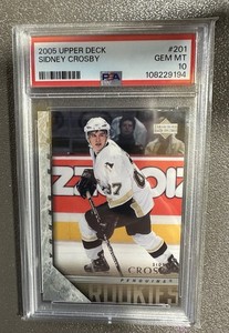 2005 UPPER DECK #201 SIDNEY CROSBY YOUNG GUNS ROOKIE RC GEM MINT PSA 10