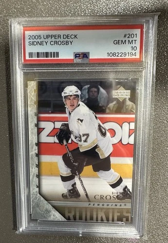 2005 UPPER DECK #201 SIDNEY CROSBY YOUNG GUNS ROOKIE RC GEM MINT PSA 10