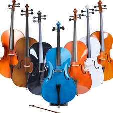 New Beautifu Acoustic 1/2 3/4 4/4 Basswood Cello Soft w/ Bag Bow Rosin Bridge