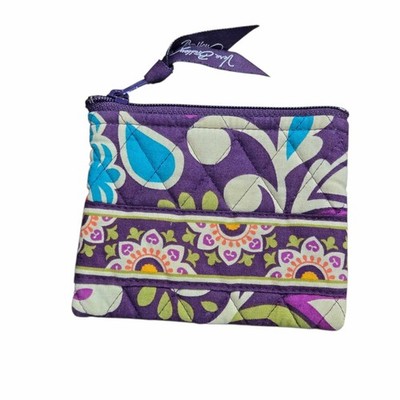 Vera Bradley Plum Crazy Coin Purse Retired Cotton Quilted Zippered Bag