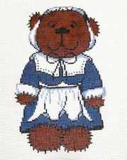 Patti Mann Hand Painted Needlepoint Canvas "Teddy Bear dressed in Pilgrim Attire
