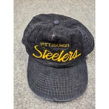 Vintage Pittsburgh Steelers Hat Sports Specialties Corduroy Yellow Script NFL