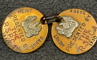SUPER RARE RSPCA Merit Badges 1930 and 1931 small keyring size