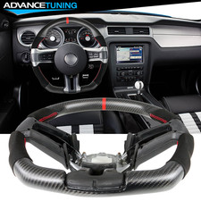 Fits 10-14 Ford Mustang Matte Cfalcantara Steering Wheel Wred Stitchindicator