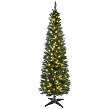7ft Pre-Lit Slim Noble Fir Christmas Tree with 200 LED Lights