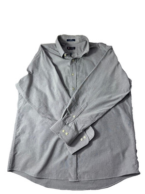 Chaps graues Oxford Hemd Herren Large faltenfrei Button Down Langarm