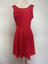 Express Red Fit & Flare Sleeveless Solid V-Neck Dress Size 6