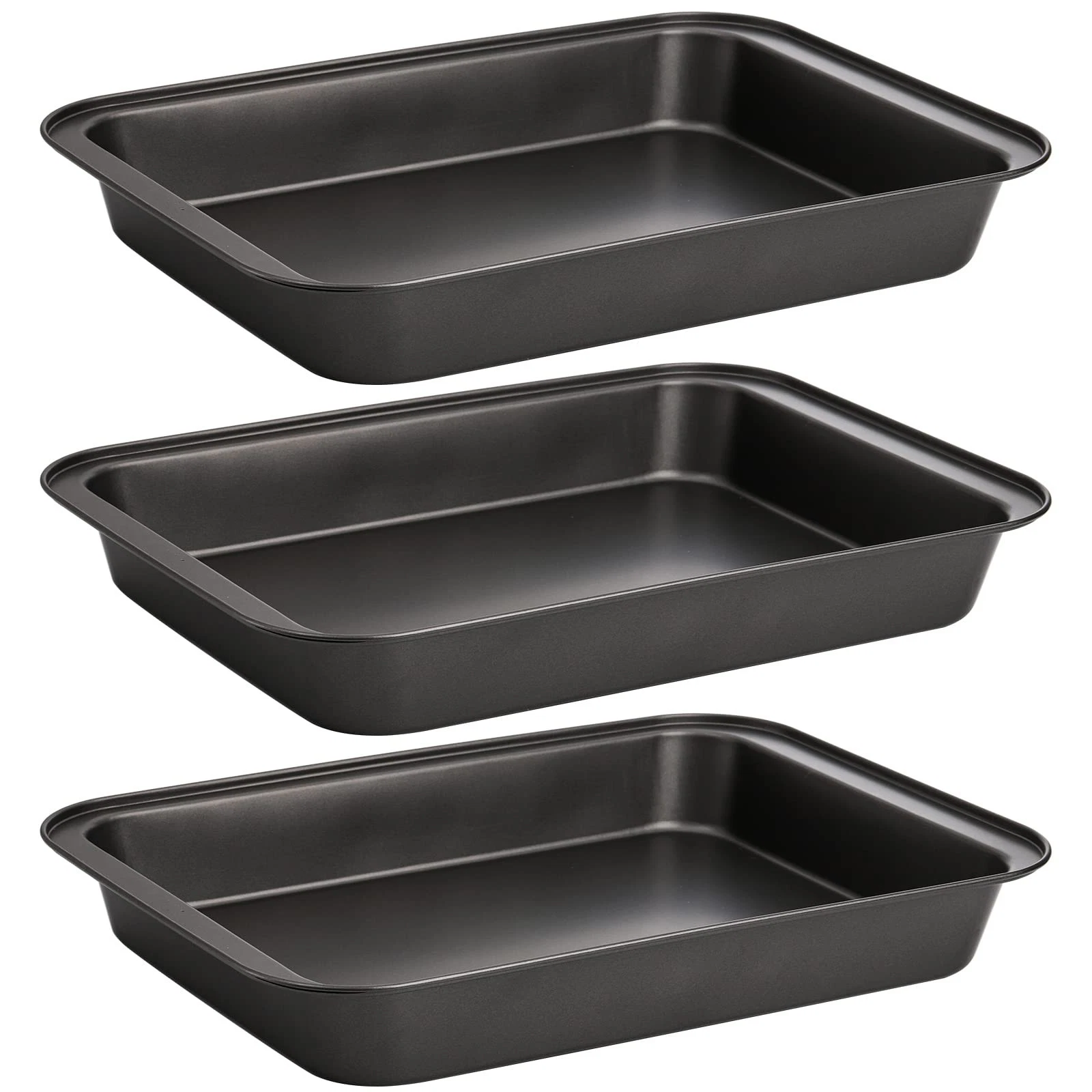 3 Pack 9x13Inch Non Stick Rectangular Cake Pan Deep Cookie Sheet Tray for Baking