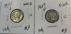 Lot Of  2 1926 & 1927 Mercury Silver Dimes -21