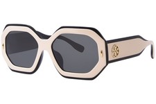 Tory Burch TY7192U 196187 Sunglasses Women's Black/Ivory/Dark Grey Solid 55mm