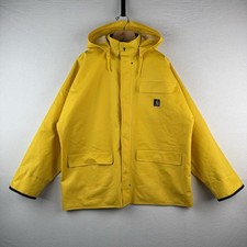 Vintage Carhartt Waterproof Surrey Yellow Rain Jacket Men’s Large PVC Snap Hood