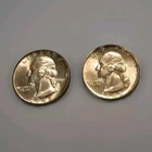 2) 1945 P/S Washington Silver Quarter Mixed Mint Mark Lot. Brilliant Unc