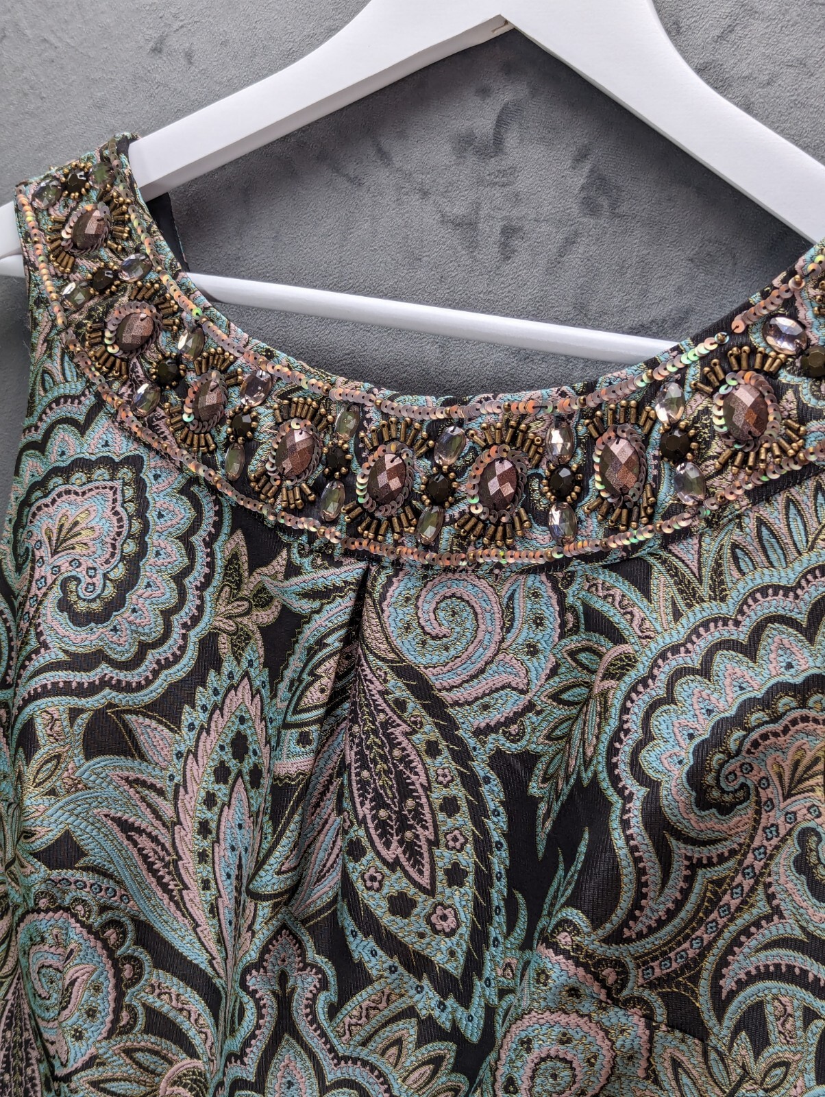 Monsoon Dress Size 12 Multicoloured Sequin Embellished Jewelled Stunning Design image 3