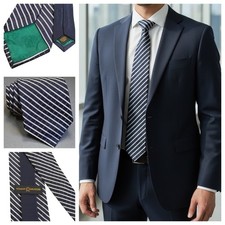 VTG 90s Men s Tommy Hilfiger Silk Tie Blue White Diagonal Stripe Necktie USA